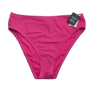 Bar III High Leg Bikini Bottoms Candy Kiss Pink Textured Medium New